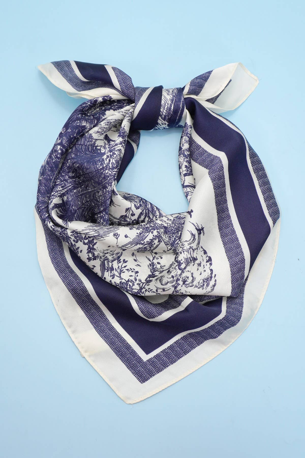 LARGE FLORAL TOILE PRINT BANDANA SCARF | 40SC653
