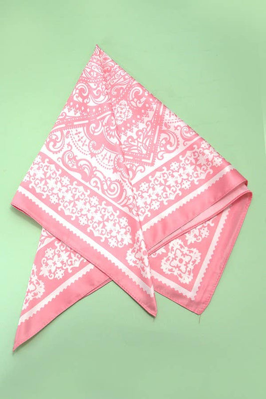 PAISLEY PINK SILKY BANDANA SCARF
