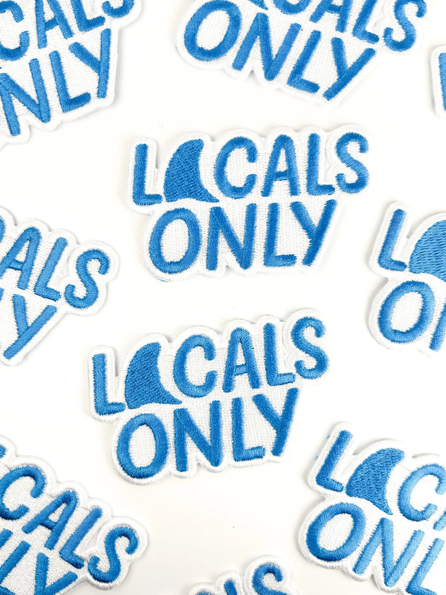 Locals Only Embroidered Patch β Coastal Iron On Shark Fins