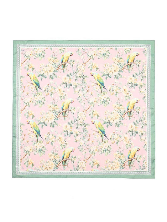 FLORAL BIRD PRINT SILKY FEEL BANDANA SCARF | 40SC641
