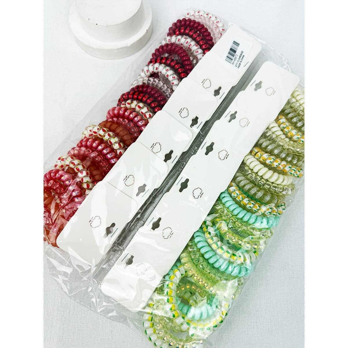 Fruit Print and mixed Shades Spiral Hair Ties