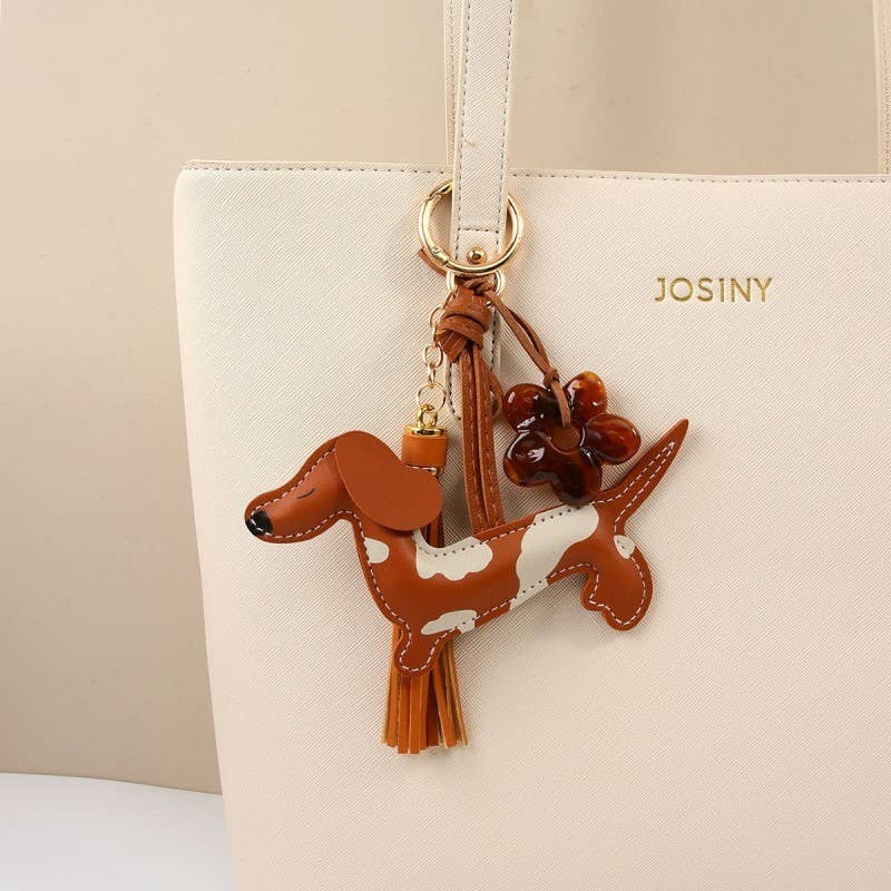 DAPPLED DACHSHUND VEGAN LEATHER BAG CHARM | 40KC174