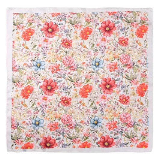 Garden Silk-Satin Scarf - Botanical Floral Bandana | 40SC720