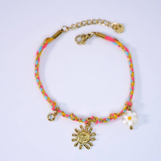 18K STAINLESS STEEL CORDED CHARM BRACELET | 40B5190