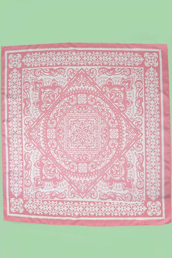 PAISLEY PINK SILKY BANDANA SCARF