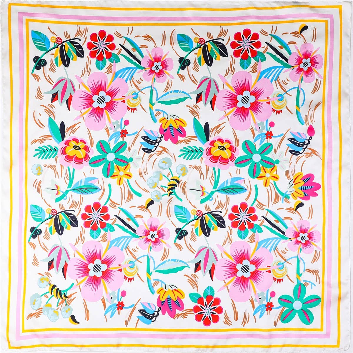 Multi-Color Floral Silk-Feel Scarf | 40SC704