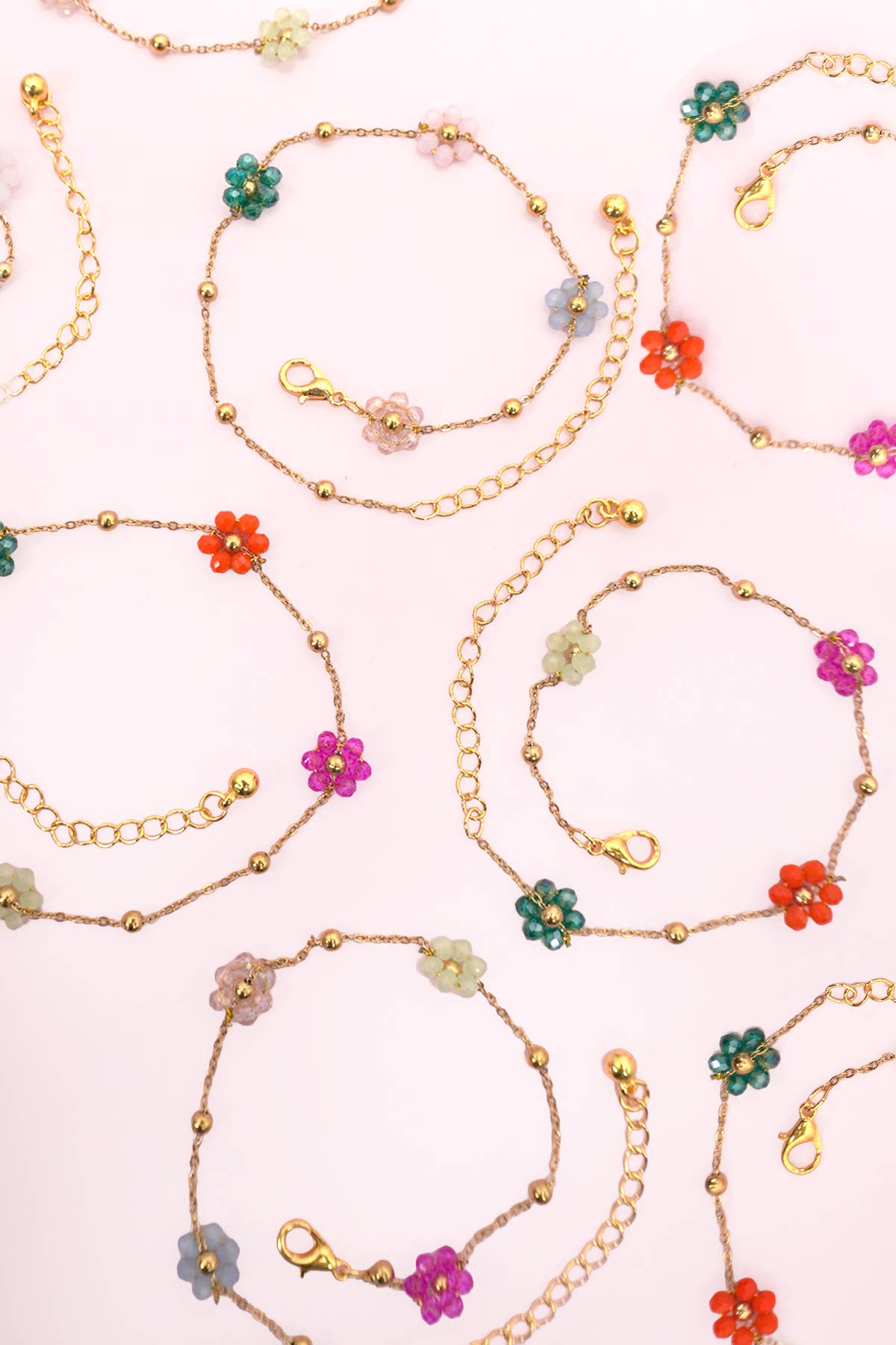 SUMMER MULTI BEADED FLOWER CHARM BRACELETS | 40B108
