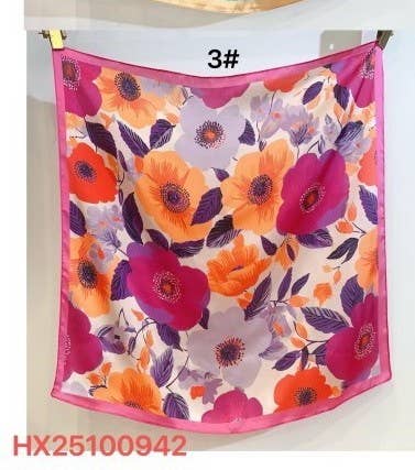 Botanical Retro Floral Silky Feel Bandana Scarf | 40SC722