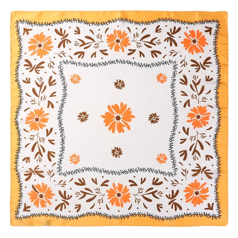 Floral Print Silk-Finish Bandana Scarf | 40SC719