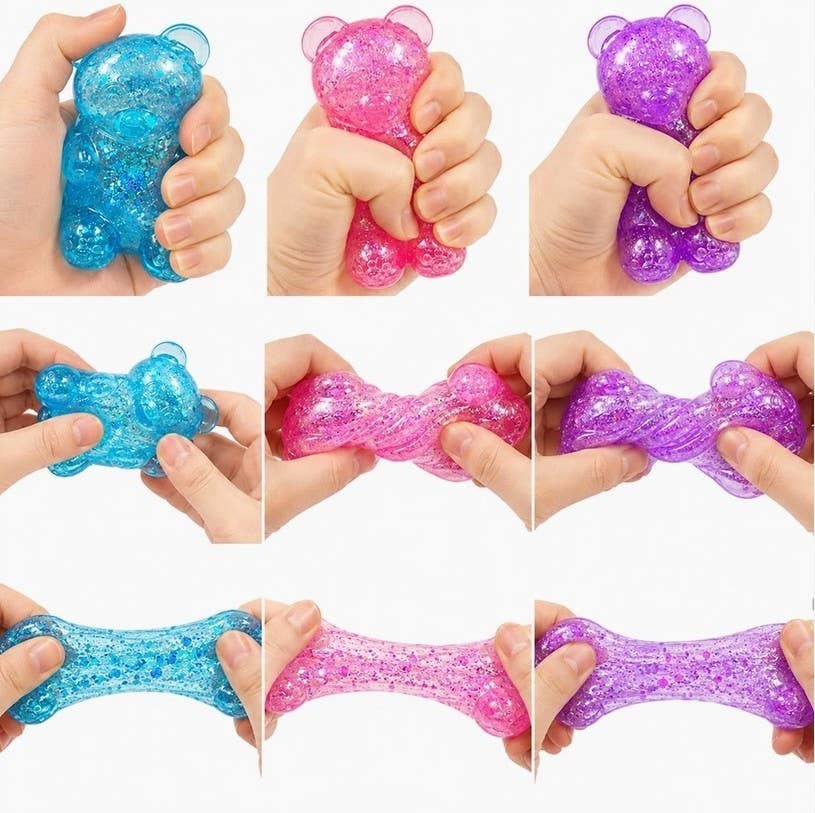 Squishy Glitter Bear Stress Relief Toy 12-pc Set | 40BTS427