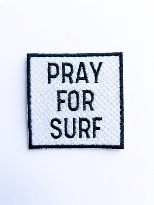 Black Pray for Surf Embroidered Iron On Patch for Clothing