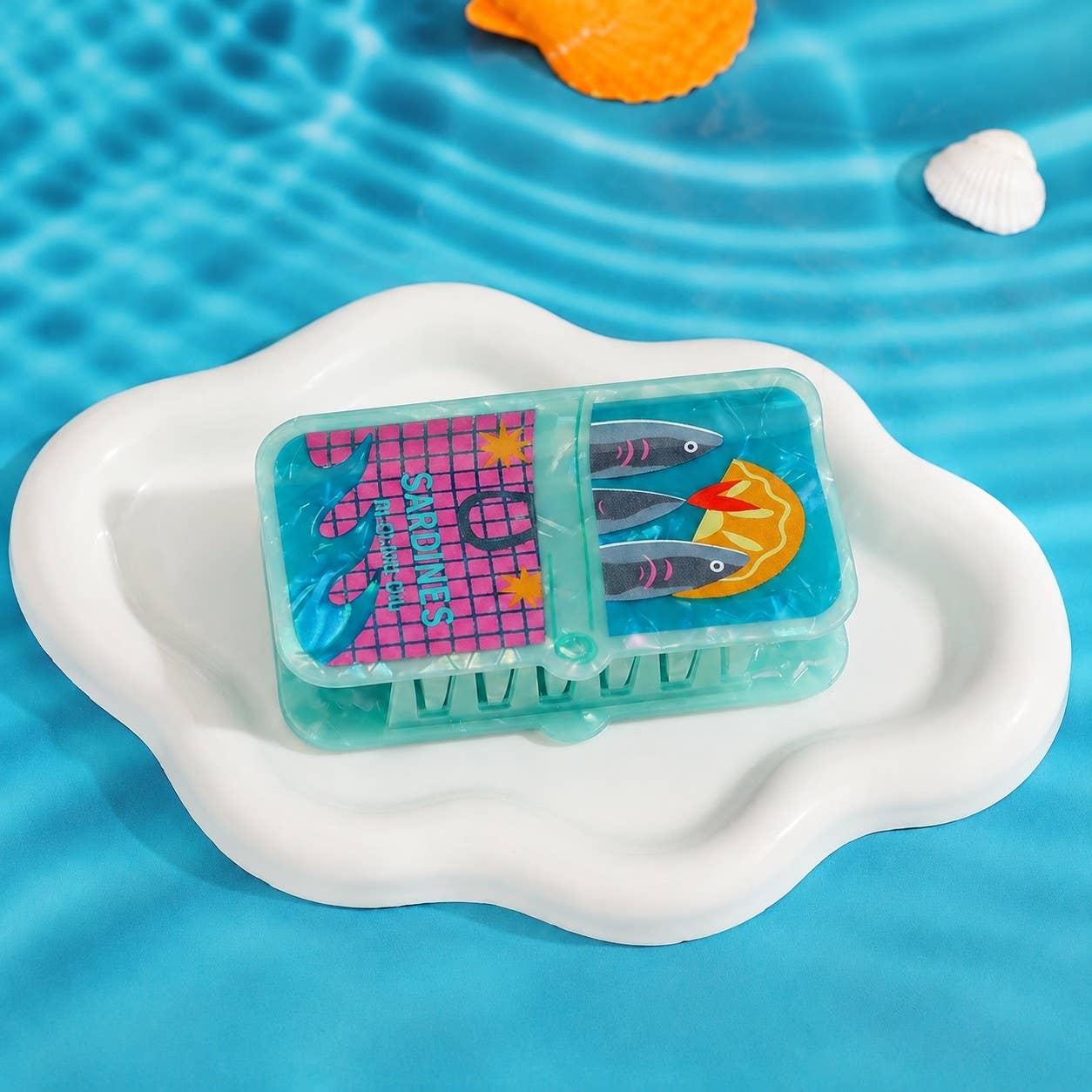 Retro Gourmet Sardine Tin Hair Claw Clip