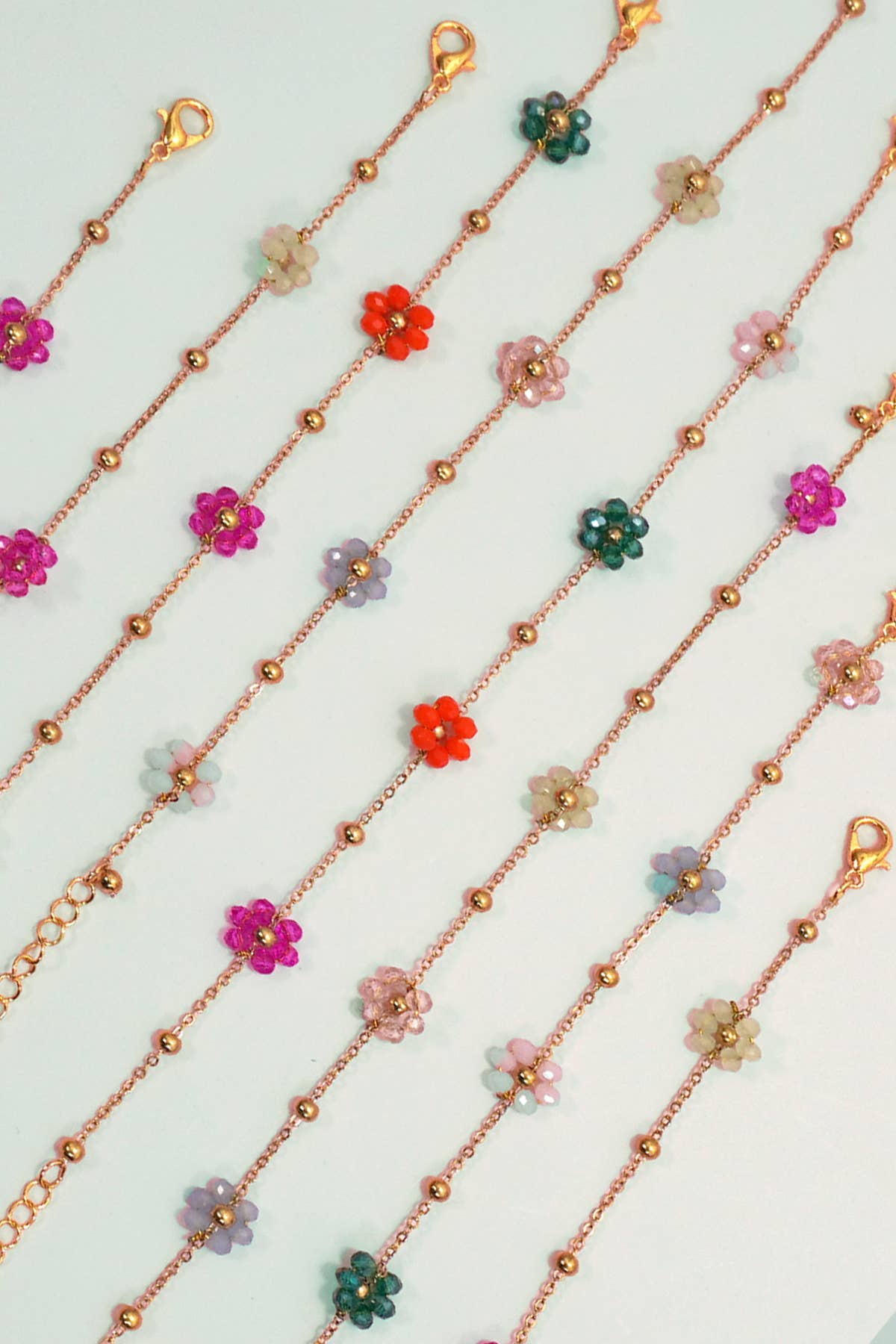 SUMMER MULTI BEADED FLOWER CHARM BRACELETS | 40B108