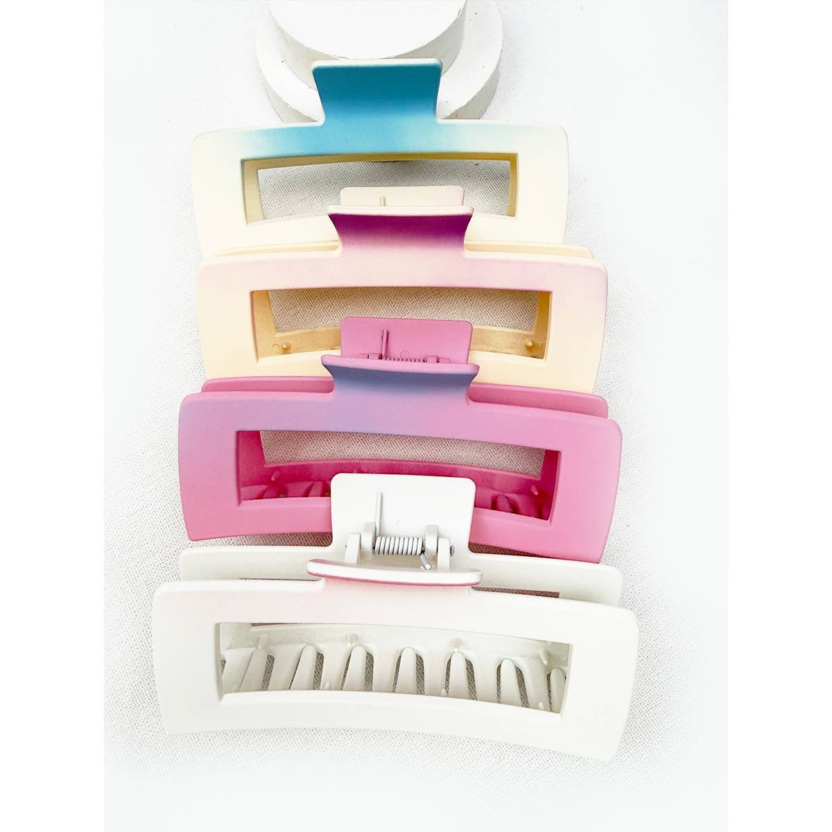 Jumbo Two Tone Ombre Cut Out Rectangle Hair Claw