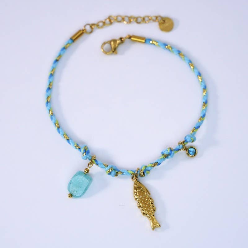 18K STAINLESS STEEL CORDED CHARM BRACELET | 40B5190