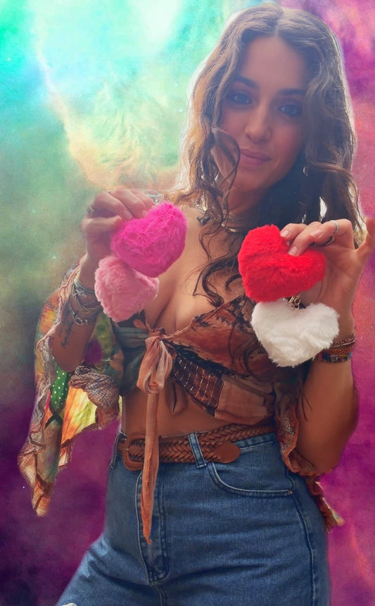 Fuzzy Heart Keychain