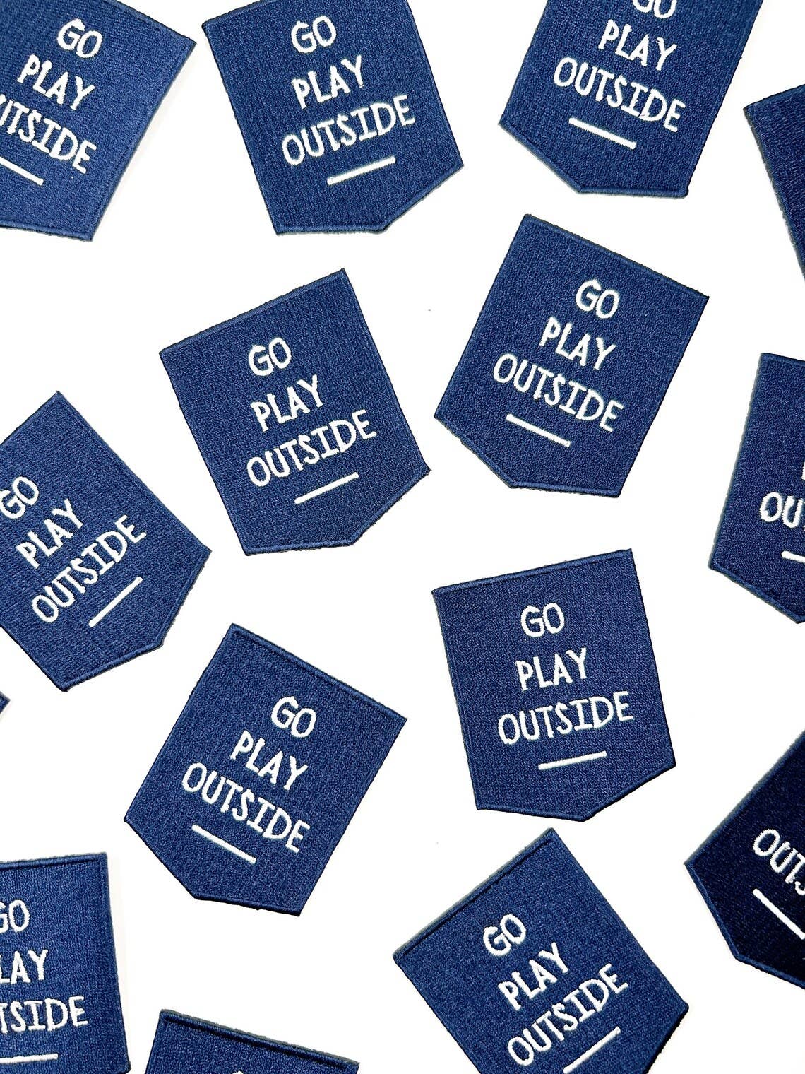 Navy Go Play Outside Iron-On Patch Embroidered Patch Nature