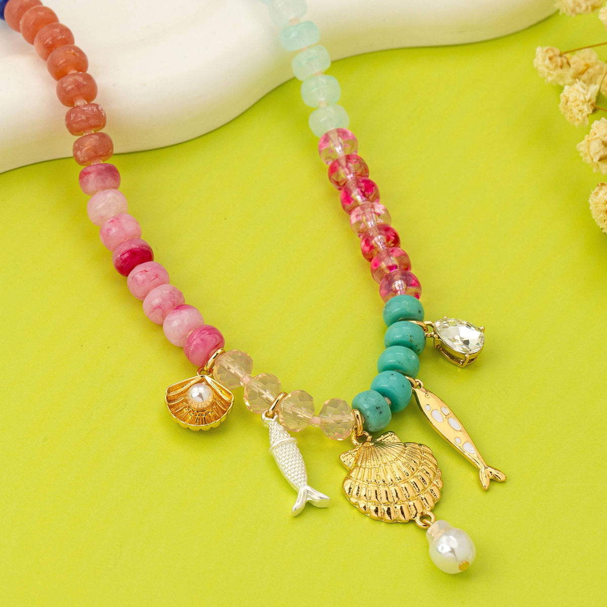 Nautical Multi-Color Beaded Charm Necklace | 80N92901
