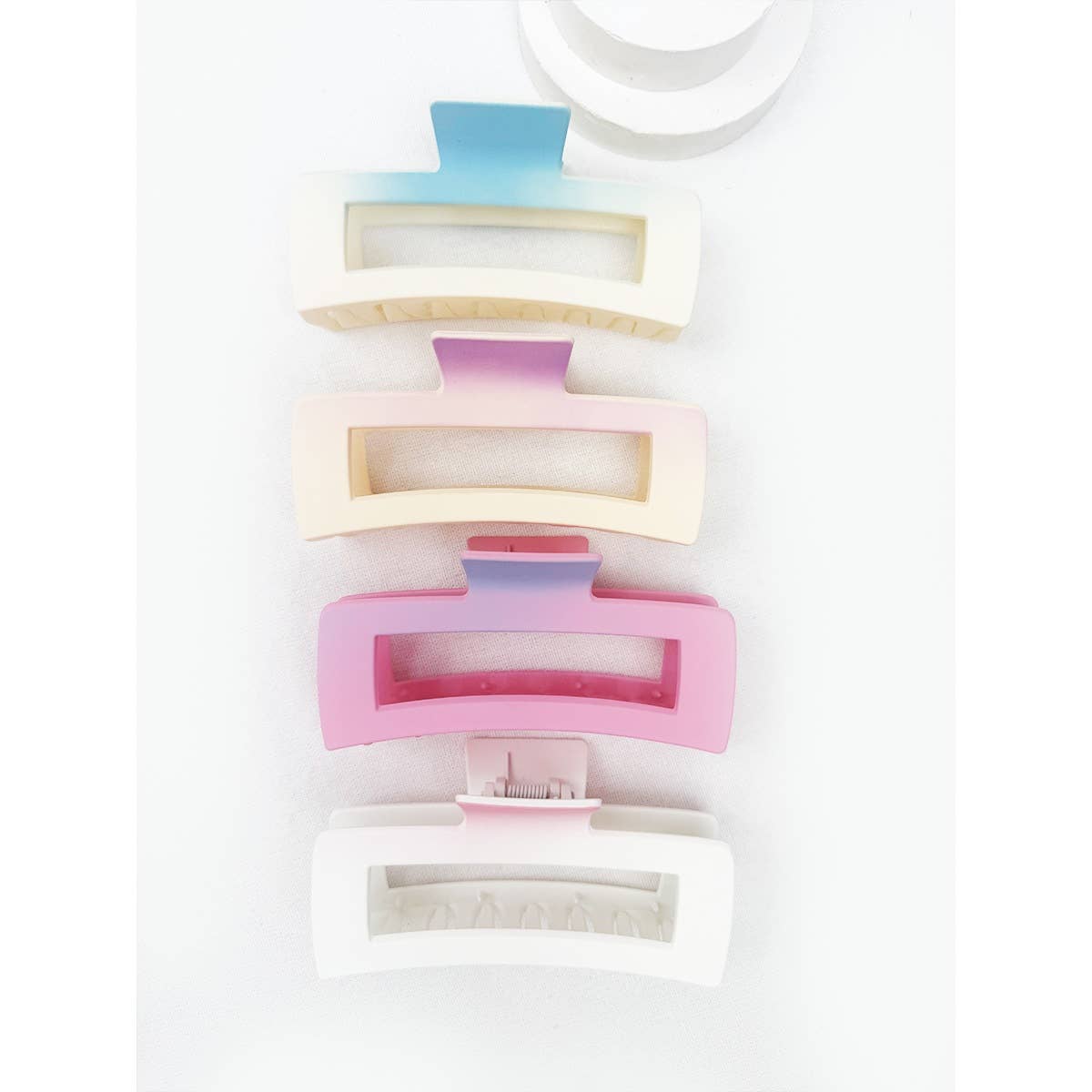 Jumbo Two Tone Ombre Cut Out Rectangle Hair Claw