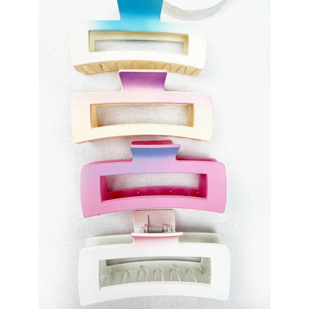 Jumbo Two Tone Ombre Cut Out Rectangle Hair Claw