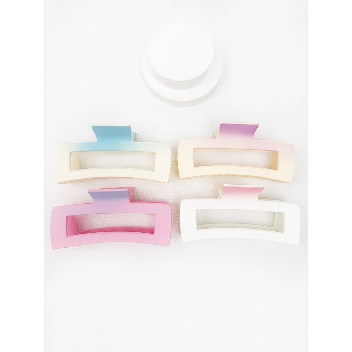 Jumbo Two Tone Ombre Cut Out Rectangle Hair Claw