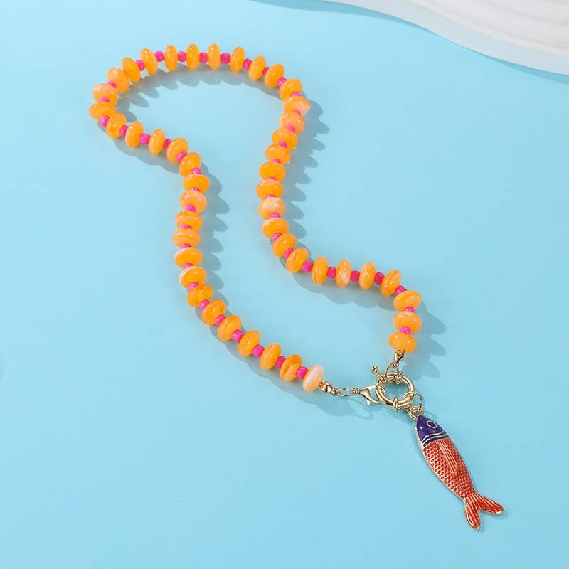 Stainless Steel Tarnish Free Fish Beaded Necklaces| 40NK9752