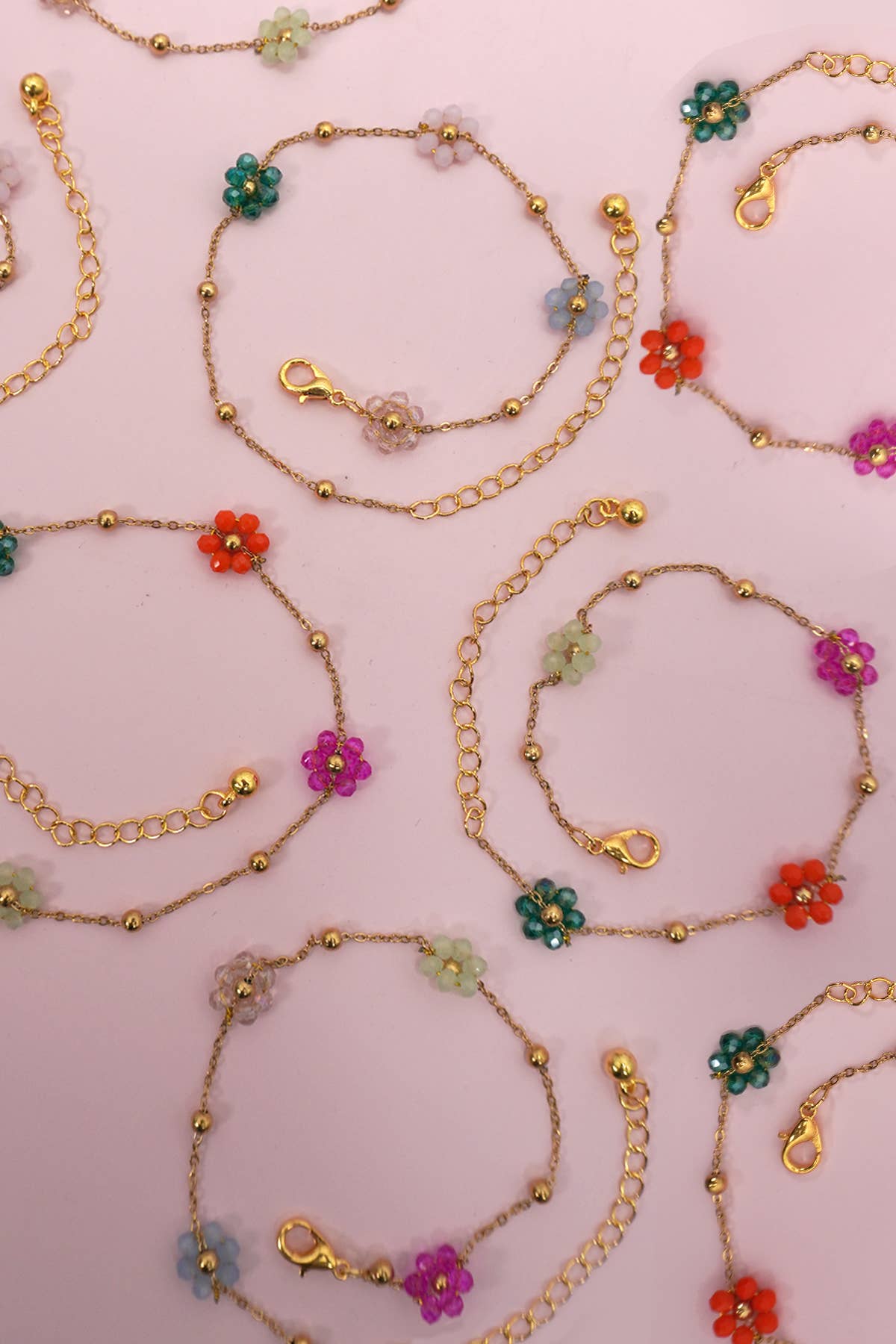 SUMMER MULTI BEADED FLOWER CHARM BRACELETS | 40B108