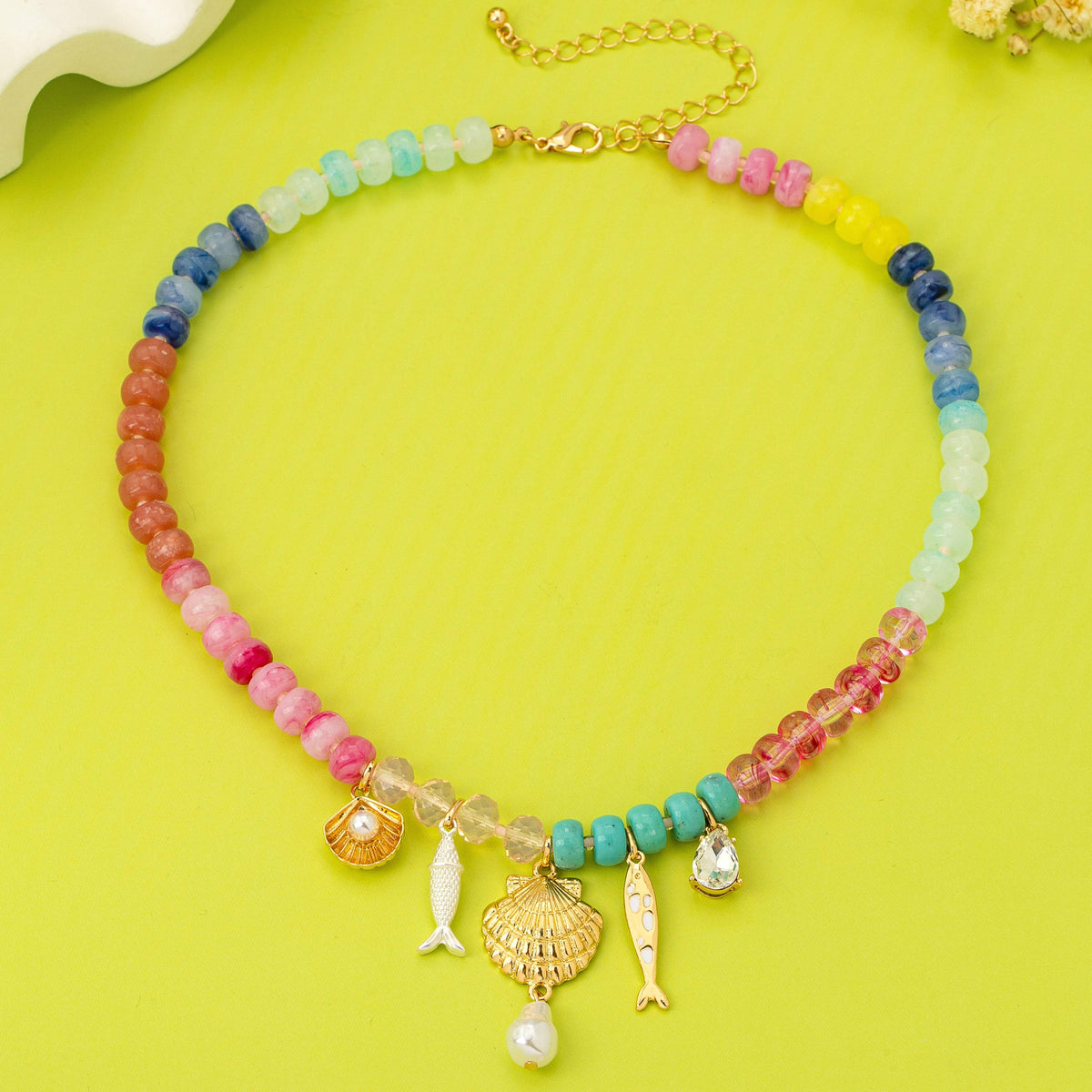 Nautical Multi-Color Beaded Charm Necklace | 80N92901