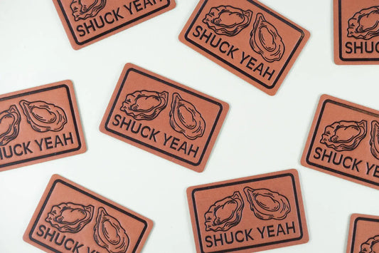 Leather Shuck Yeah Iron-on Sew-on Patch Oyster Beach Coast
