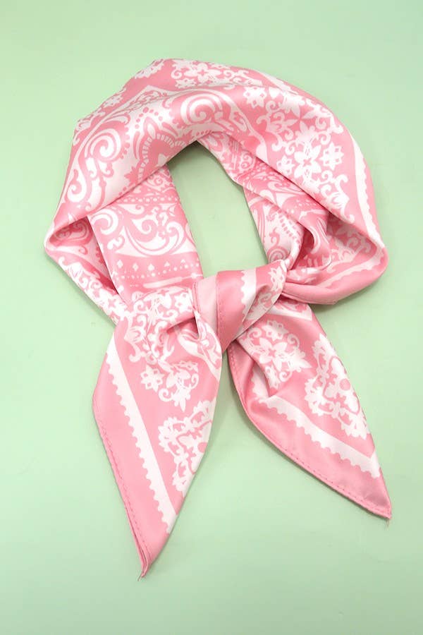 PAISLEY PINK SILKY BANDANA SCARF
