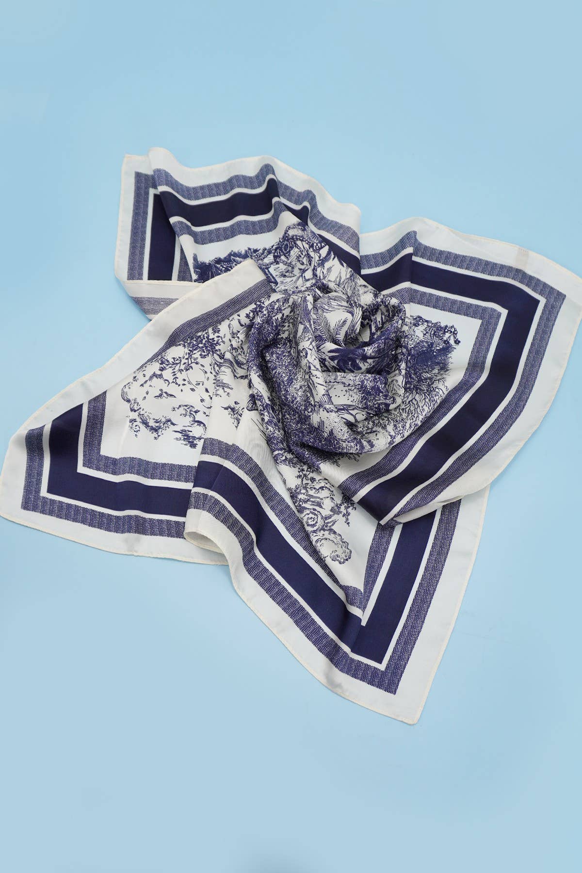 LARGE FLORAL TOILE PRINT BANDANA SCARF | 40SC653