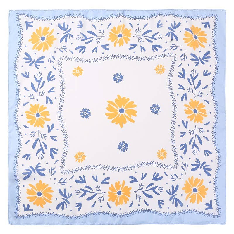 Floral Print Silk-Finish Bandana Scarf | 40SC719