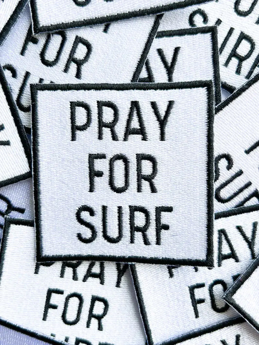 Black Pray for Surf Embroidered Iron On Patch for Clothing