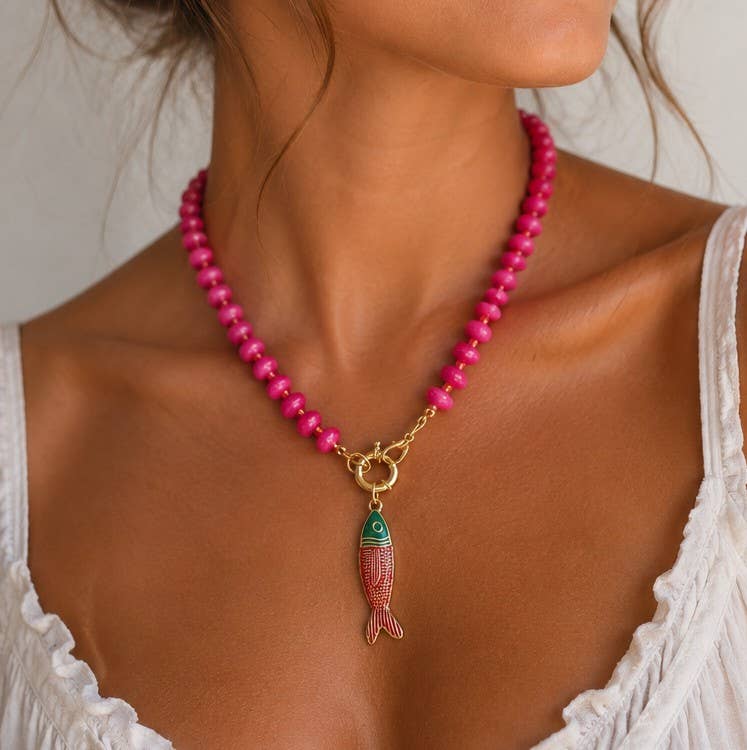 Stainless Steel Tarnish Free Fish Beaded Necklaces| 40NK9752