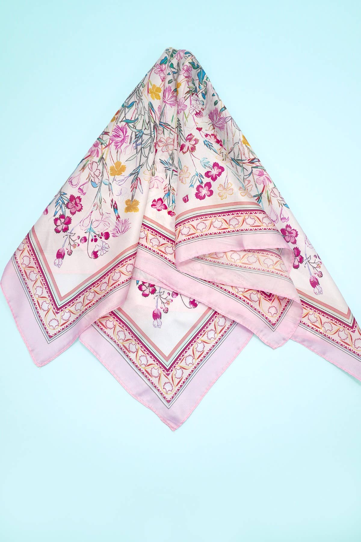 Floral Flower Silk Finish Bandana Scarf | 40SC725