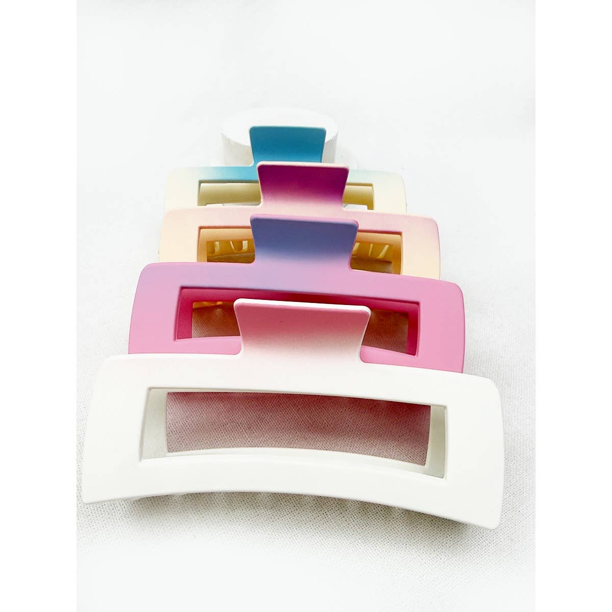 Jumbo Two Tone Ombre Cut Out Rectangle Hair Claw