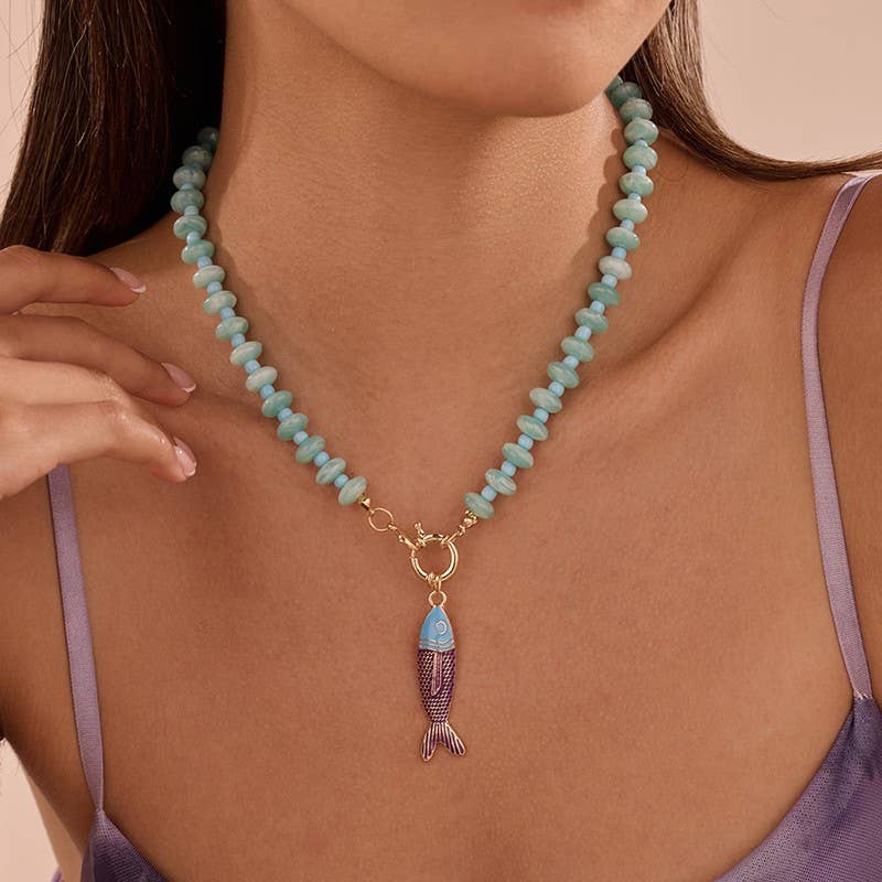 Stainless Steel Tarnish Free Fish Beaded Necklaces| 40NK9752