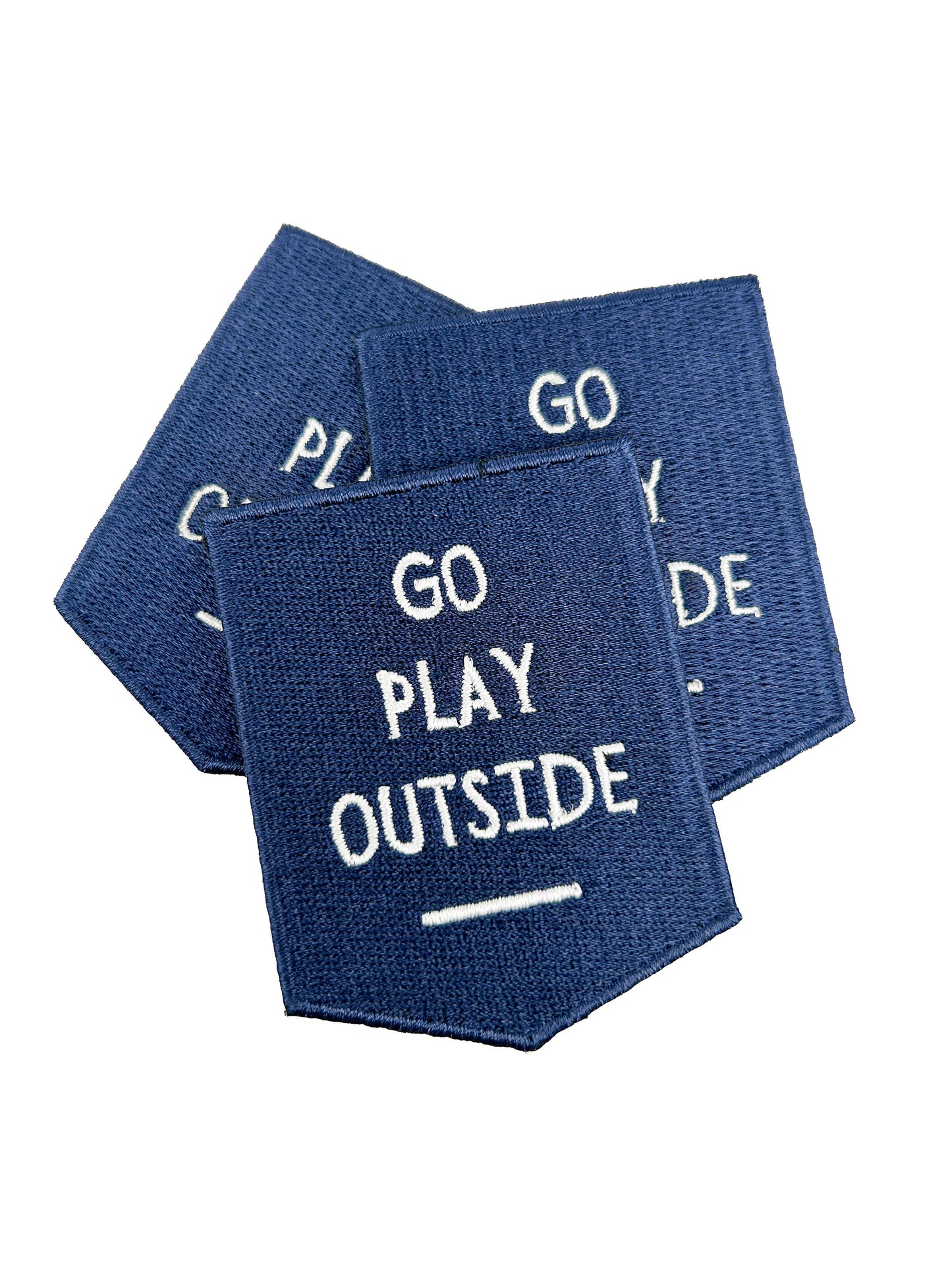 Navy Go Play Outside Iron-On Patch Embroidered Patch Nature