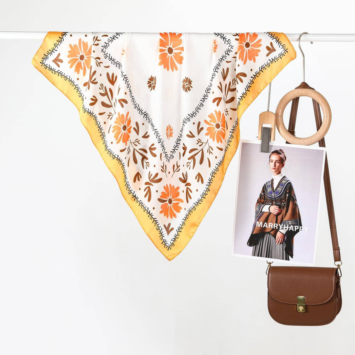 Floral Print Silk-Finish Bandana Scarf | 40SC719
