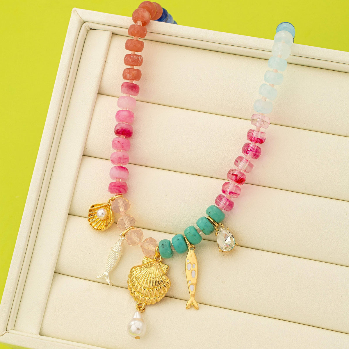 Nautical Multi-Color Beaded Charm Necklace | 80N92901