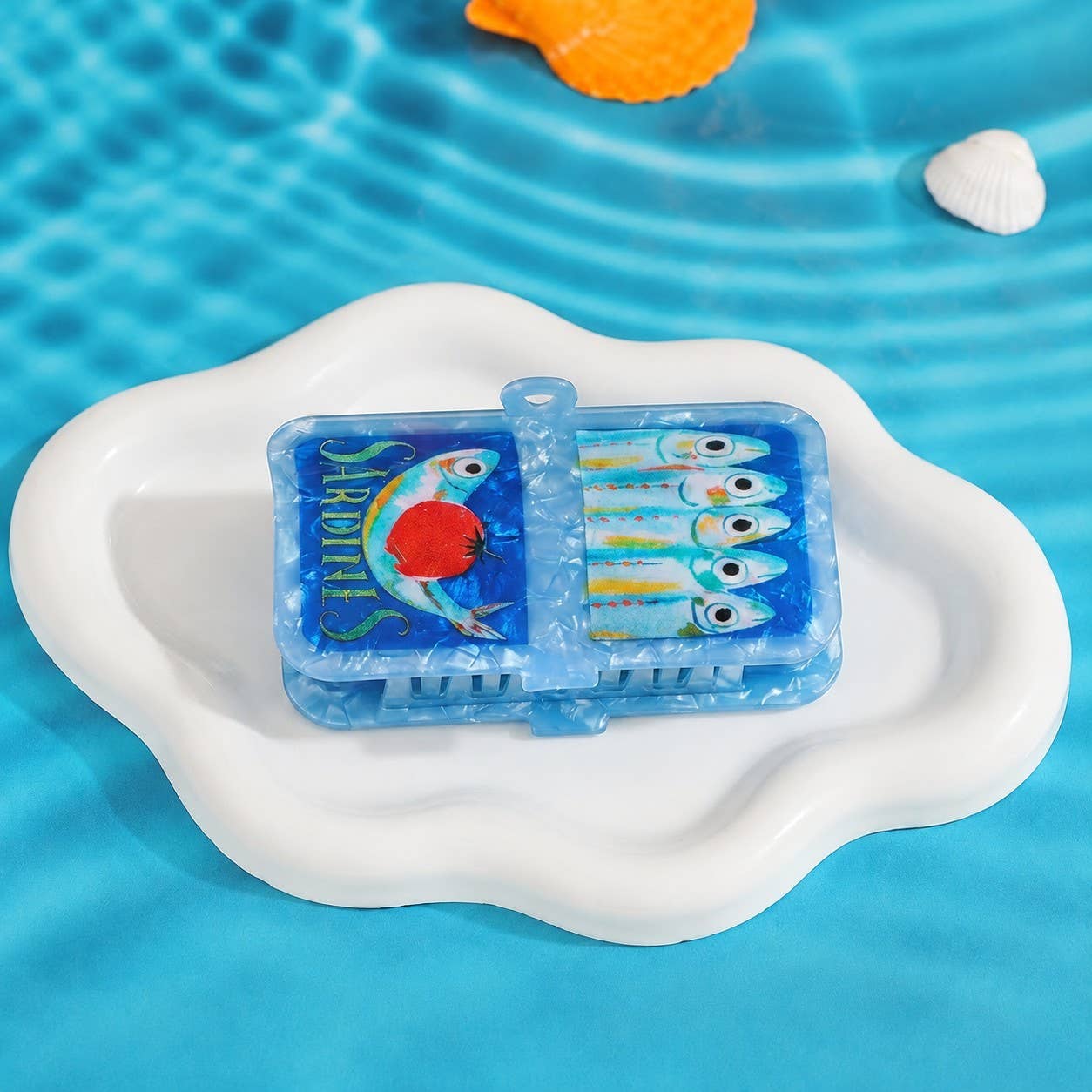 Retro Gourmet Sardine Tin Hair Claw Clip