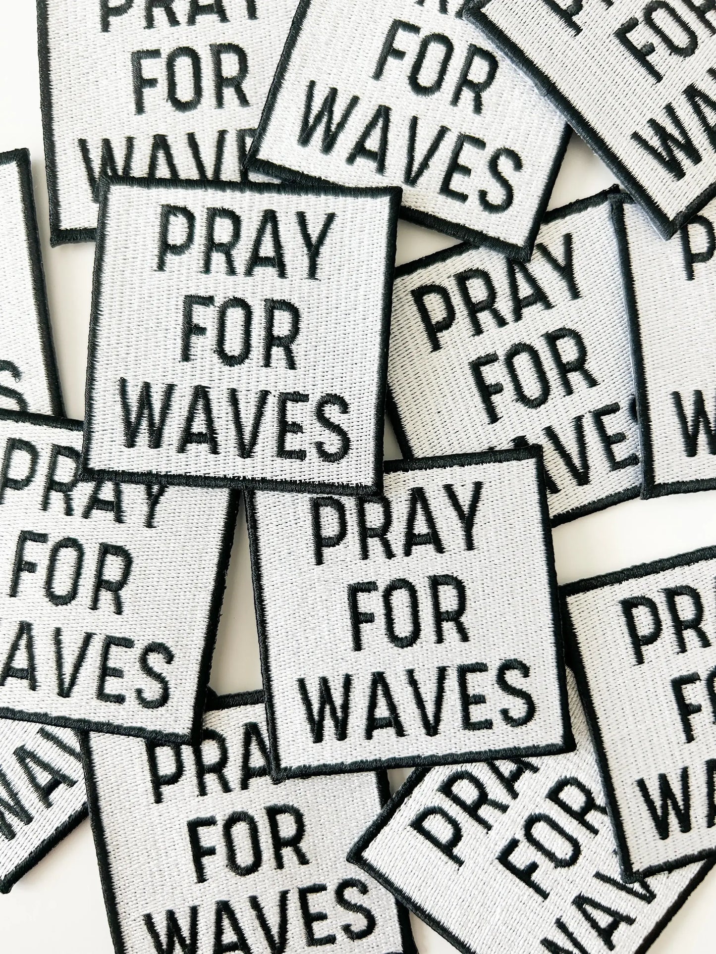 Pray for Waves Embroidered Iron On Patch