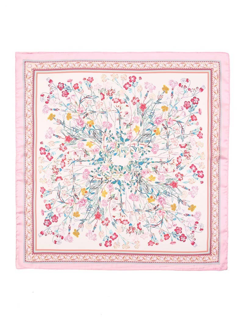 Floral Flower Silk Finish Bandana Scarf | 40SC725