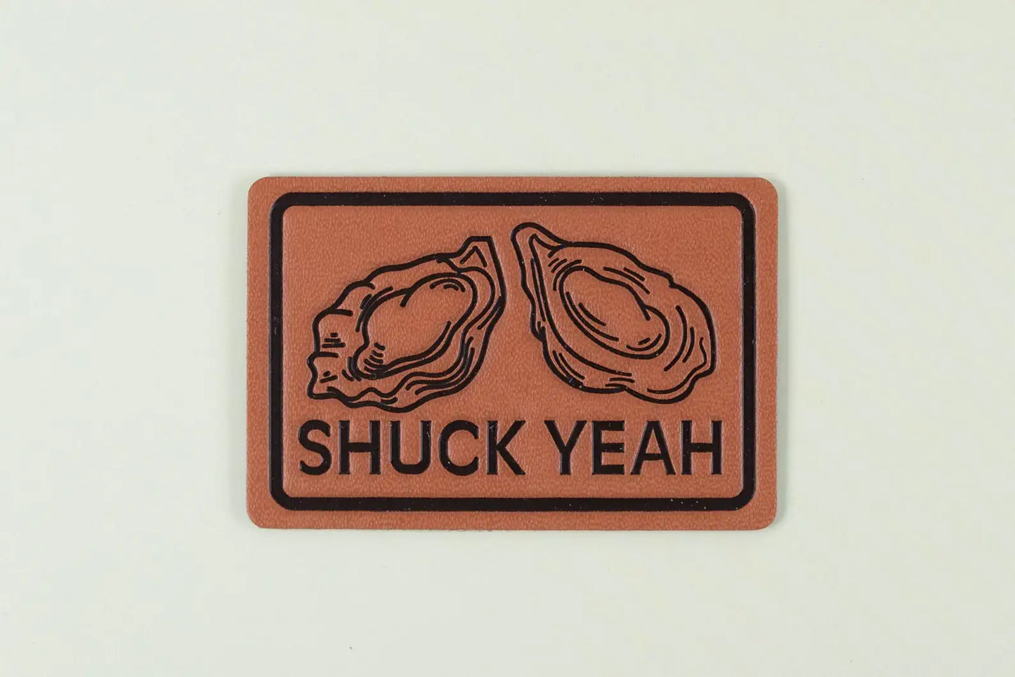 Leather Shuck Yeah Iron-on Sew-on Patch Oyster Beach Coast