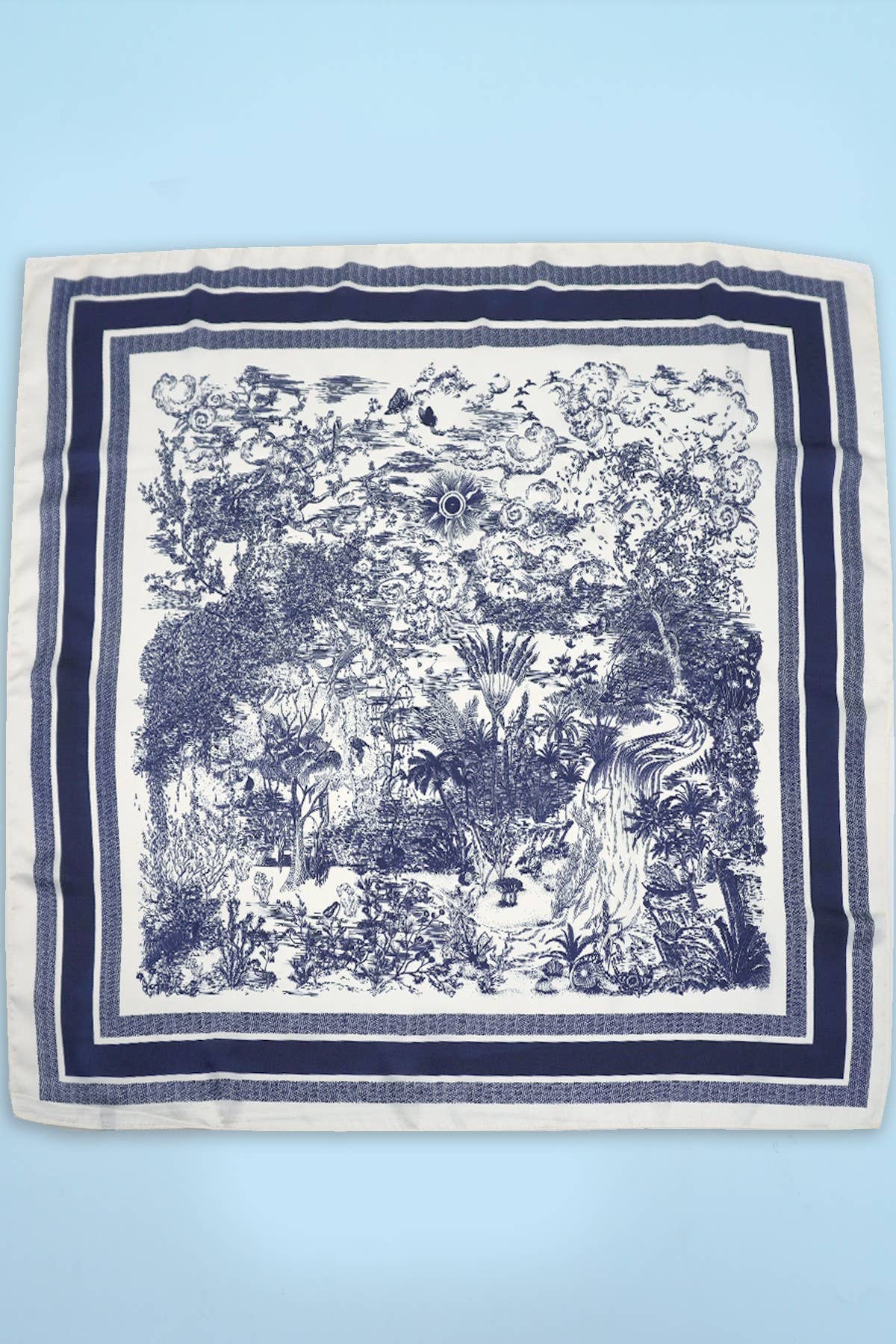 LARGE FLORAL TOILE PRINT BANDANA SCARF | 40SC653