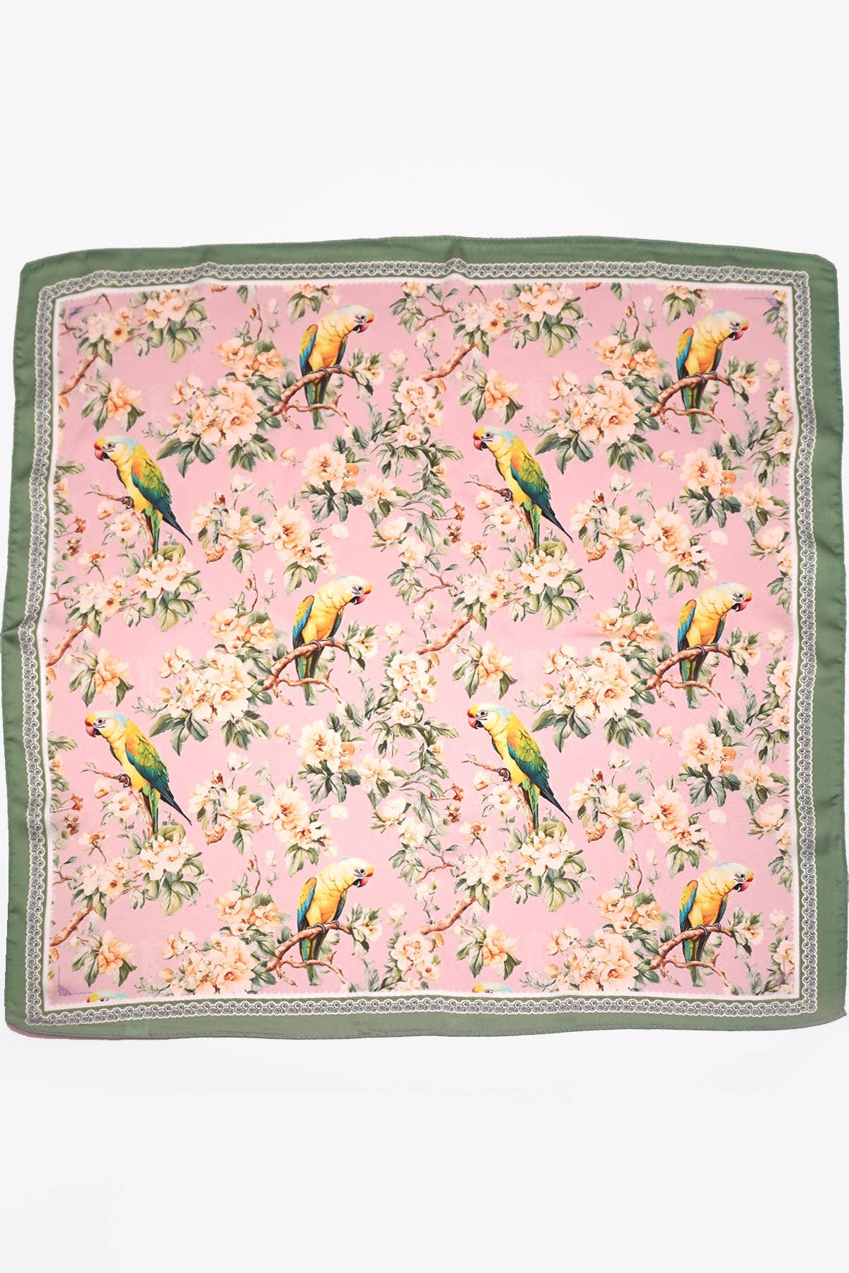 FLORAL BIRD PRINT SILKY FEEL BANDANA SCARF | 40SC641