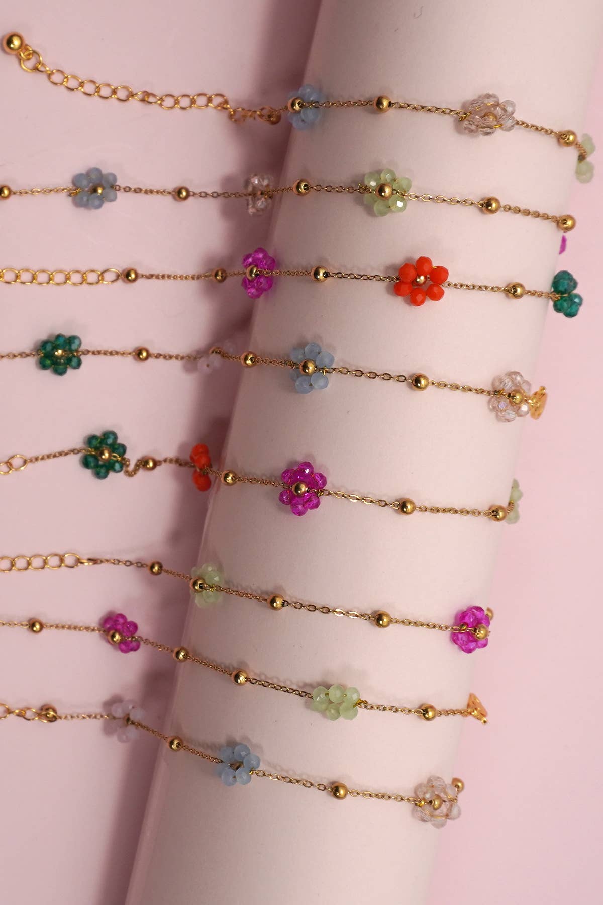 SUMMER MULTI BEADED FLOWER CHARM BRACELETS | 40B108