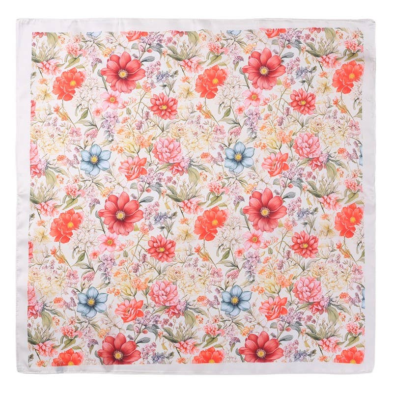 Garden Silk-Satin Scarf - Botanical Floral Bandana | 40SC720