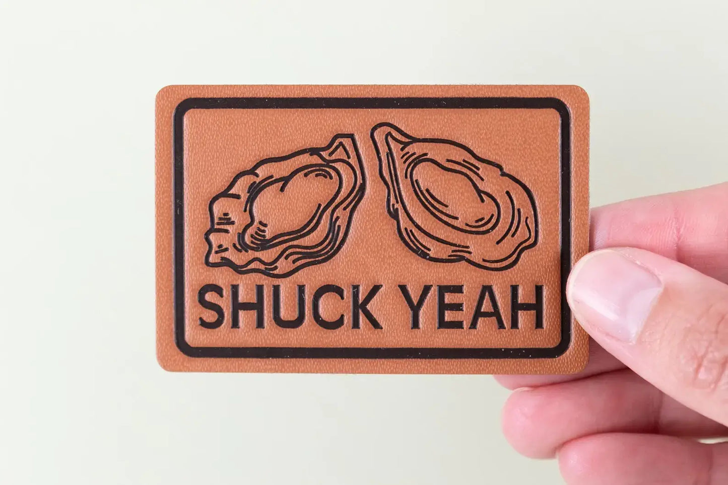 Leather Shuck Yeah Iron-on Sew-on Patch Oyster Beach Coast