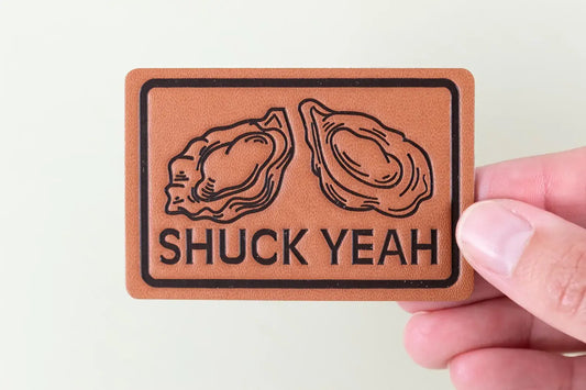 Leather Shuck Yeah Iron-on Sew-on Patch Oyster Beach Coast